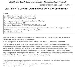 GMP certificaat voor Bedrocan